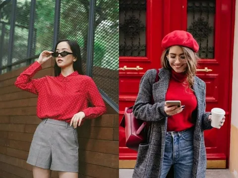 Phối đồ đỏ xám ngày Tết: công thức thanh lịch vượt thời gian