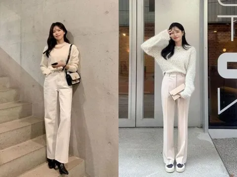 Cách phối quần ống rộng màu trắng giúp vóc dáng thon gọn và phong cách thanh lịch hơn