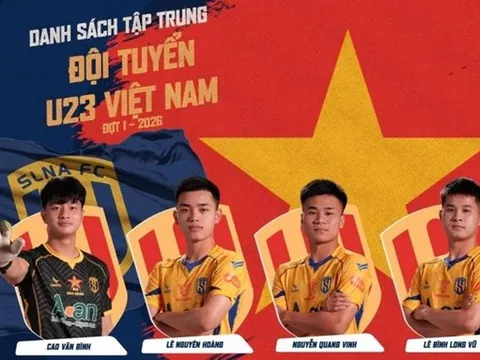 Lộ diện 4 cầu thủ SLNA đầu tiên lên U23 Việt Nam