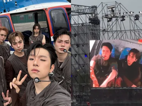 UPRIZE gây bất ngờ khi xuất hiện từ trực thăng và lái xe jeep trên sân khấu.