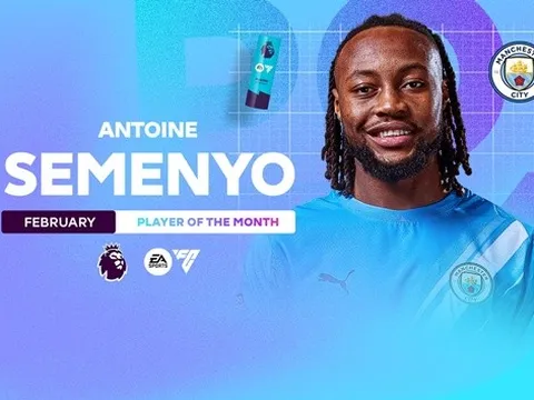 Semenyo ẵm giải Cầu thủ hay nhất tháng Ngoại hạng Anh