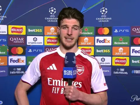 Arsenal vào tứ kết C1, Declan Rice gửi thông điệp đến Man City