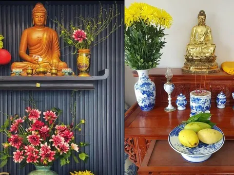 Vì sao bình hoa nên đặt bên trái bàn thờ?