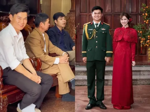 Gia đình Thăng Văn Cương sang nhà Hoà Minzy thưa chuyện, nam Đại úy "toát mồ hôi" khi ngồi trước bố vợ