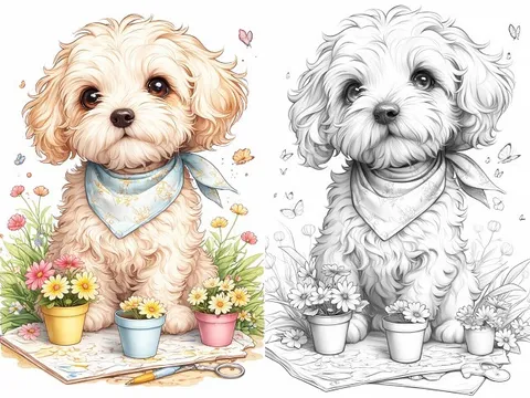 Tranh tô màu thú cưng chibi dễ thương, khiến trẻ mê mẩn và học hỏi tự nhiên