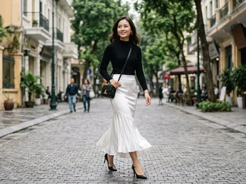 Váy lụa đen trắng “lên ngôi” 2026: Mặc đúng là sang, sai dễ lộ dáng