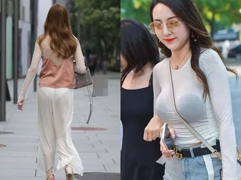 Mặc đồ trắng mỏng tang như giấy ra phố, chị em khiến những người xung quanh xấu hổ thay