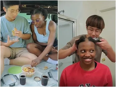 Cưới vợ Thạc sĩ người Mỹ gốc Phi, chàng trai 9X tự tay cạo trọc đầu giúp vợ sau sinh con lai