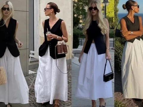 Chỉ với áo gile đen và váy trắng: công thức mặc tối giản mang đậm khí chất “old money”