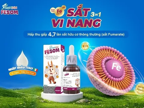 TPBVSK Smartbibi Fesom “Sắt vi nang 3 trong 1" công nghệ hấp thu sắt mới từ Italy