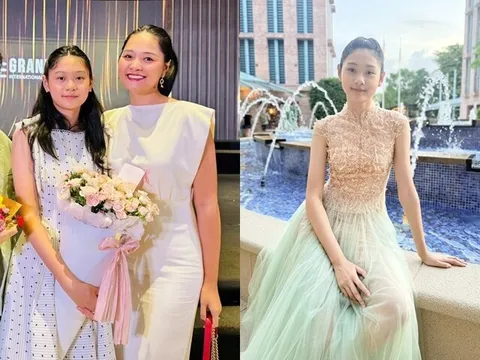 Con gái lai của Hương Giang cao gần bằng bố người Trung Quốc, gương mặt là "bản sao" của mẹ, chuẩn tiểu thư mê nghệ thuật