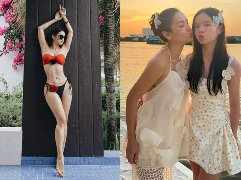 Mẹ 3 con diện áo tắm khoe cơ bụng số 11 cực phẩm, con gái giấu kín suốt 9 năm giờ "trổ mã" xinh đẹp như thiếu nữ