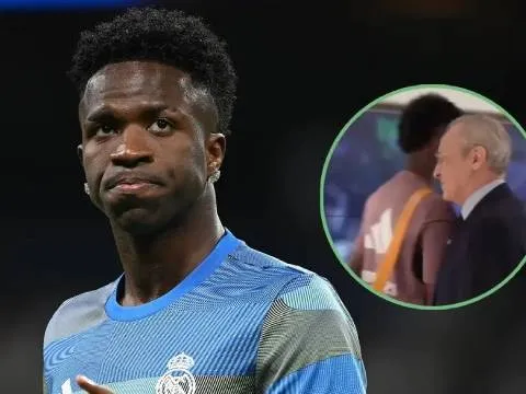 Lộ clip Vinicius hích vai chủ tịch Perez, trái ngược với Mbappe