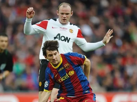 Rooney xin chữ ký Messi sau trận thua chung kết C1