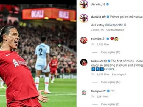 'Mở tài khoản' tại Anfield, Nunez nhận lời chúc từ Suarez