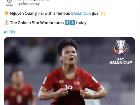 AFC đăng lại siêu phẩm đá phạt của Quang Hải