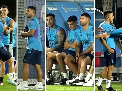 Aguero bất ngờ xuất hiện trên sân tập tuyển Argentina