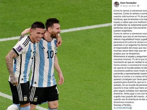 Bức thư Enzo Fernandez gửi Messi năm 2016 gây sốt trở lại
