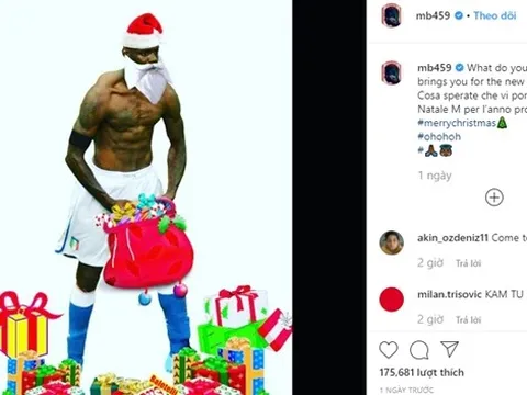 Dàn sao Serie A đón Giáng sinh: Balotelli gây sốc, Ronaldo khoe cơ bắp bên ông già Noel