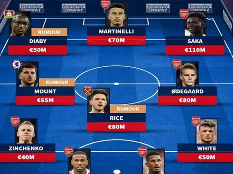 Đội hình Arsenal với bộ 3 bom tấn