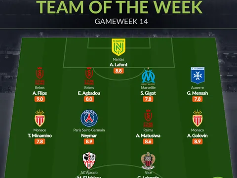 Đội hình tiêu biểu vòng 14 Ligue 1