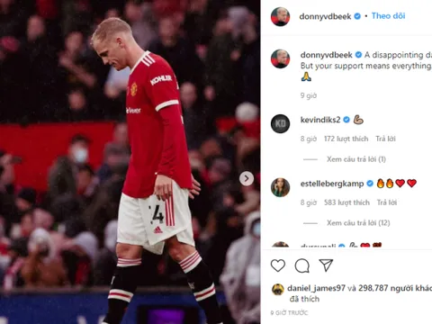 Donny van de Beek gửi thông điệp đến fan Quỷ đỏ sau thất bại