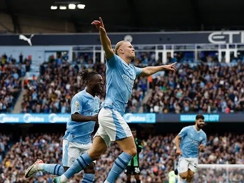 Haaland ghi bàn, Man City trở lại ngôi đầu bảng