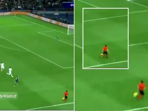 Mải mê nhìn Messi rê bóng, trọng tài biên chạy luôn vào sân
