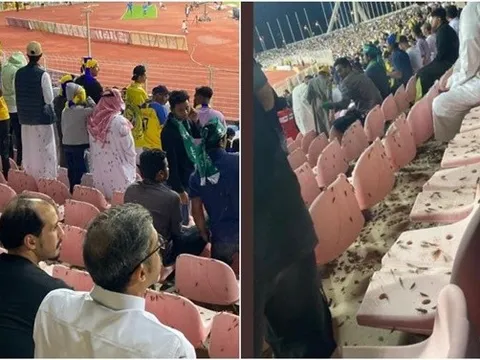 Bầy châu chấu tràn vào sân vận động khi Ronaldo ghi bàn