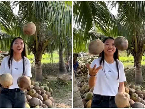 Kỷ lục gia Huỳnh Như hóa nghệ sĩ xiếc tung hứng dừa cực đỉnh