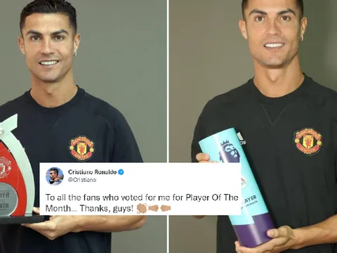 Nhận cú đúp danh hiệu, Ronaldo gửi thông điệp đến NHM Man Utd