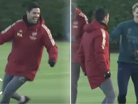 Khiến Odegaard bẽ bàng, Arteta 'siuuu' trên sân tập