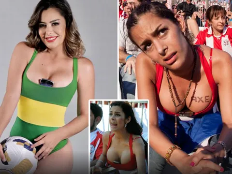 Bom sex Larissa Riquelme cổ vũ tuyển Brazil