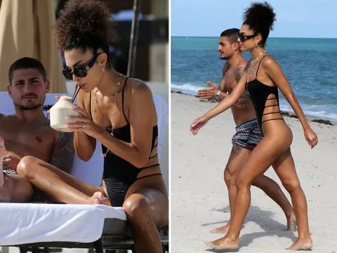 Quên đi World Cup, Verratti thư giãn bên cô vợ siêu mẫu