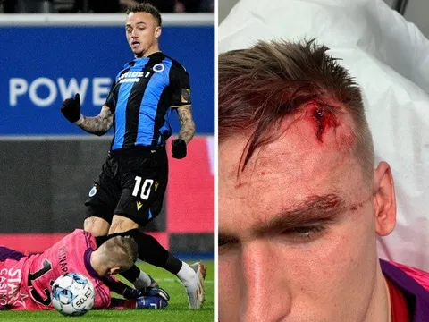 Va chạm cực mạnh, thủ thành Arsenal choáng váng đổ máu đầu