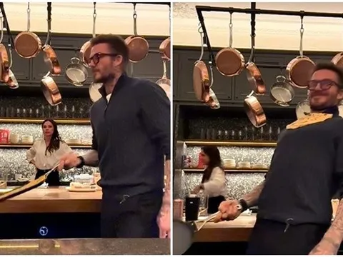 David Beckham trổ tài nấu ăn khiến vợ phì cười