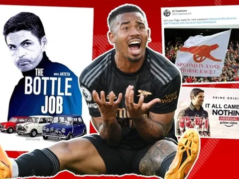 Tự hủy trước Man City, Arsenal nhận hàng loạt meme chế giễu.