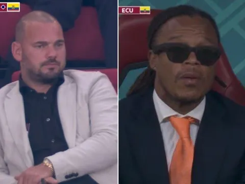 Wesley Sneijder gây chú ý khi đi xem World Cup