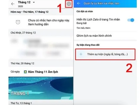 Hướng dẫn thêm lịch thi đấu bóng đá Ngoại hạng Anh vào lịch Zalo