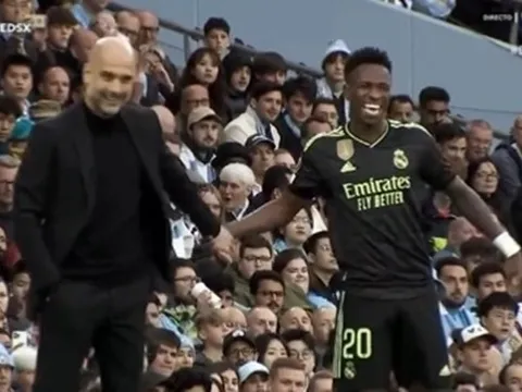Pep Guardiola trêu Vinicius khi Real không lên nổi bóng