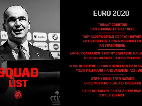 CHÍNH THỨC! Tuyển Bỉ chốt danh sách dự EURO 2020