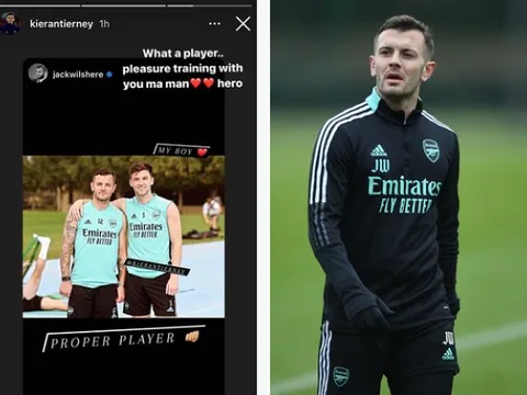 Thể hiện ấn tượng trên sân tập, Wilshere được đàn em khen ngợi hết lời