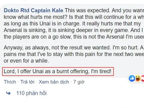 4 bình luận "nghìn like" về Arsenal: "Lạy Chúa! Con xin dâng Unai như lễ vật hỏa thiêu"