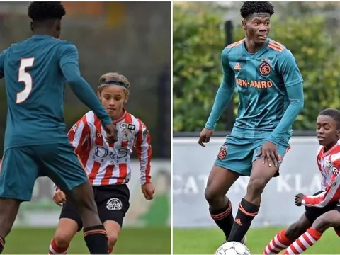 Ảnh độc đáo: Cầu thủ 14 tuổi của Ajax to gấp đôi đối thủ