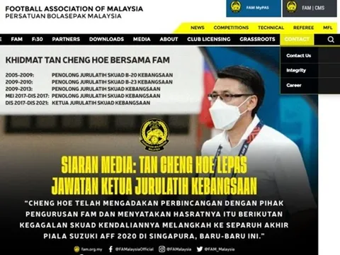 Tan Cheng Hoe từ chức HLV trưởng tuyển Malaysia