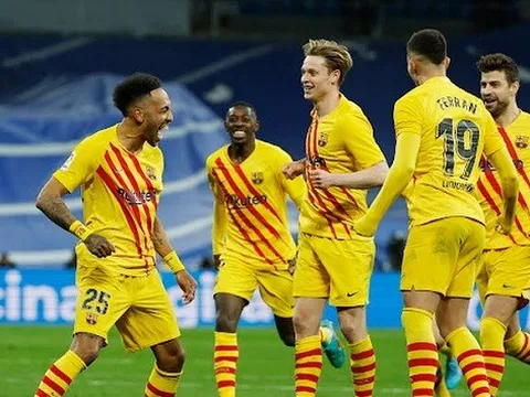 Aubameyang rực sáng, Barca biến Bernabeu thành sân tập