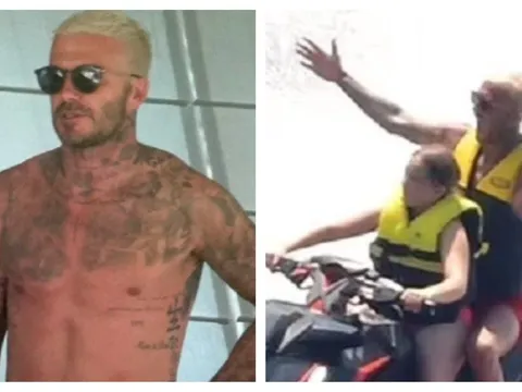 Beckham xăm kín ngực, phấn khích ngồi sau tay lái của con gái 10 tuổi