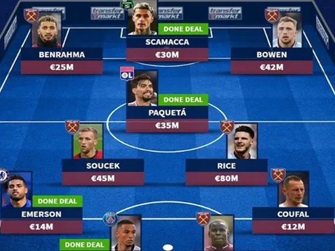 ĐH West Ham với 4 bản hợp đồng mới: Vượt ngưỡng 300 triệu euro
