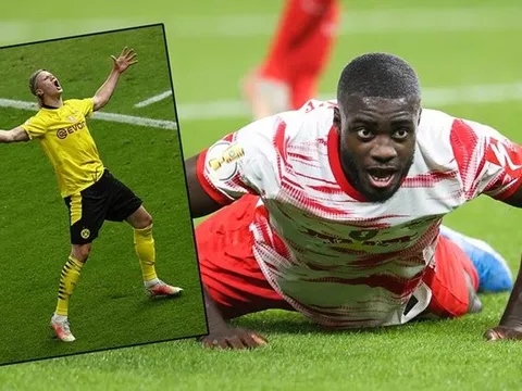 Haaland đầy uy lực, làm tân binh Bayern ngã sõng soài rồi ghi bàn