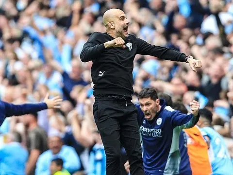 Phản ứng của Pep khi Man City ghi 3 bàn trong 5 phút